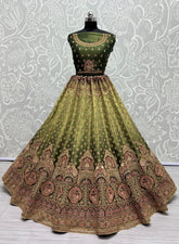 Bridal shaded Net Metallic Embroidered Lehengacholi